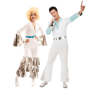 Disfraz de Discoteca para Mujer, Mono Brillante Retro con Pantalones Acampanados para Fiesta Temática de los 70, Actuación de Baile y Celebración de Festivales - Product Image 1
