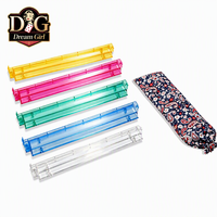 Plateau de Mahjong Antidérapant en Acrylique D&G avec Mesureur et Poussoir 2-en-1 pour Soirée de Jeu Américaine ou Juive, Lot de 4 Pièces avec Sac de Rangement