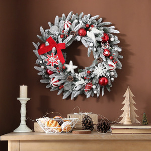 Couronne de Noël artificielle floquée en gros, grande, effet neige, en pin <span class=keywords><strong>et</strong></span> <span class=keywords><strong>sapin</strong></span>, pour la décoration des hôtels <span class=keywords><strong>et</strong></span> centres commerciaux - Product Image 3