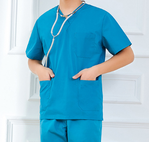 ชุดสครับแขนสั้นสีเขียวเข้มผ้าฝ้ายแท้สำหรับแพทย์พยาบาลชุดกันเชื้อ - Product Image 3