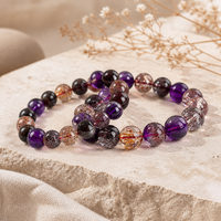 Bracelet en pierre naturelle Super Seven Melody, perles rondes, bracelet extensible en cristal, pierres précieuses pour la guérison des chakras, vente en gros