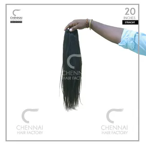 Extensão de cabelo humano liso natural com cabelo 100% virgem com processado natural estilo indiano 20 polegadas