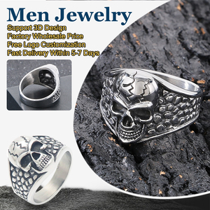 Anello da uomo in acciaio inossidabile con teschio fantasma, personalizzabile, versatile, retrò, di tendenza, ipoallergenico e anti-sbiadimento, all'ingrosso - Product Image 2