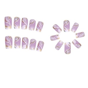 <span class=keywords><strong>Uñas</strong></span> Postizas Cuadradas Medianas al por Mayor con Diseño Degradado de <span class=keywords><strong>Nubes</strong></span> y Conchas - Product Image 4