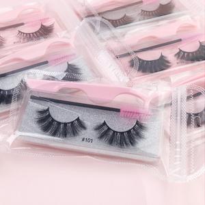 Lot de 100 faux <span class=keywords><strong>cils</strong></span> personnalisés en gros, naturels, doux, épais, 3D, en vison, bandes de <span class=keywords><strong>cils</strong></span> complètes en gros - Product Image 1