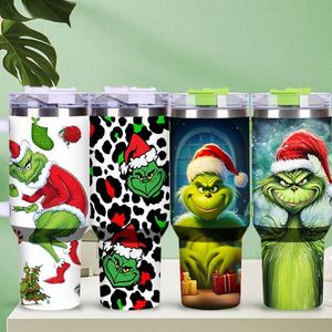Lot de gobelets isothermes de 40 oz avec poignée, motifs Halloween et Noël, pour les saisons festives - Product Image 1