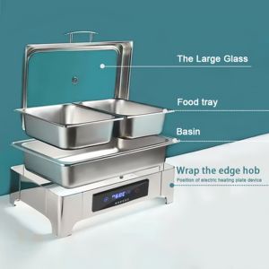 Réchaud de buffet rectangulaire en acier inoxydable Kuntai, 9L, pour traiteur d'événements de mariage, fonctionne à l'alcool ou à l'électricité, pour grands hôtels - Product Image 6