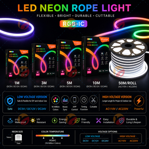 Tira de LED de Neón Flexible de PVC IP65, Color Ámbar Cálido 2700K, Cortable, Extrusión Sólida, Sin Puntos, Lineal, 220V, Rollo de 50m, para Exteriores, Techos y Fachadas - Product Image 3