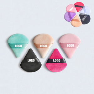 Logo personnalisé, 10 pièces, sans <span class=keywords><strong>alcool</strong></span>, multifonctionnel, utilisation humide/sèche, tampons de maquillage triangulaires en velours de coton - Product Image 1