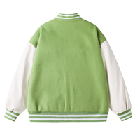 Blouson de baseball unisexe en gros avec manches en cuir PU, couleur unie, coupe ample, décontracté