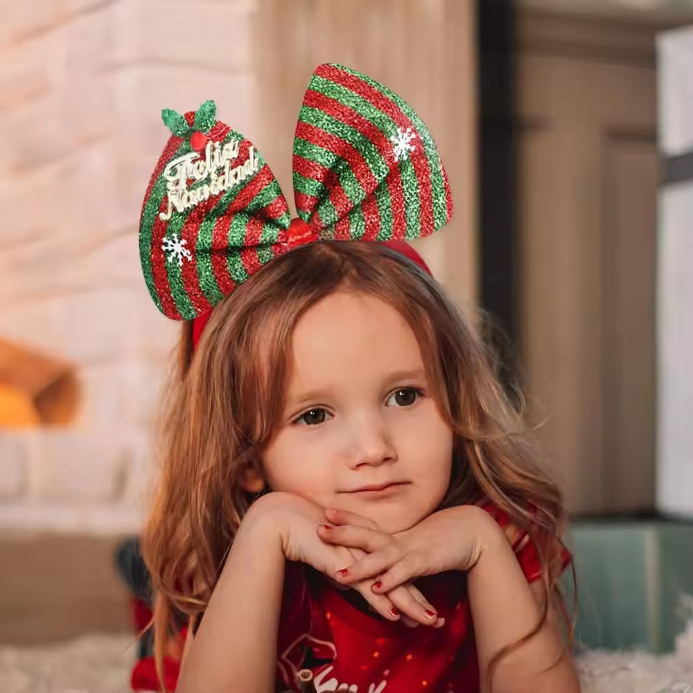 Merry Christmas Bow Headbandfor Women Party Decoration Cosplay Costume Xmas Festive Holiday Hair Accessory