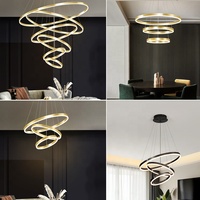 Lustre d'escalier Design moderne Table à manger de luxe contemporain intérieur circulaire or pendentif éclairage cuisine