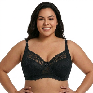 Reggiseno Minimizer con Copertura Totale e Ferretto, Imbottitura Sottile, Pizzo Floreale, Supporto per Comfort Tutto il Giorno, Taglie Forti, Vendita all'Ingrosso dalla Fabbrica - Product Image 6