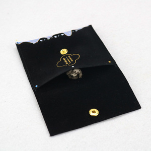 Black Velvet <b>Envelope</b> Bag Jewelry Bag Pouch With Button Custom logo Small Velvet Flap Pouch for Jewelry - Product Image 5