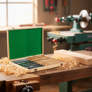 Ensemble de 8 ciseaux à bois en acier HSS pour tournage sur bois, avec coffret de rangement en bois pour la menuiserie - Product Image 2