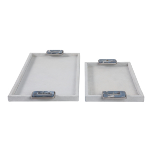 Vassoio decorativo in legno con manici in stile costiero per centrotavola da caffè, 12x6 pollici - Product Image 4