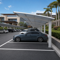 Abri de voiture en aluminium avec toit en polycarbonate, plusieurs emplacements |   Abri pour voitures commerciales pour bureau, résidence et parking