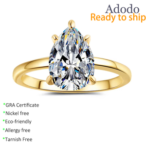 Custom 925 Sterling <strong>Silver</strong> 18k Gold Plated Trendy Delicate Pear Cut VVS1 Moissanite Wedding Engagement Sparkly <strong>Solitaire</strong> <strong>Rings</strong> - Product Image 1