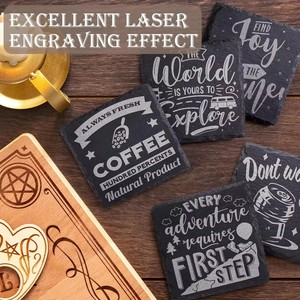 Sous-verres en <span class=keywords><strong>ardoise</strong></span> noire Sous-verres en pierre carrés en vrac Sous-verres de bar faits à la main rustiques - Product Image 4