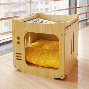 Özel Modern kapalı köpek kedi mobilya ev el yapımı taşıyıcıları küçük hayvan dolabı evler Pet kafesleri kedi evi - Product Image 4