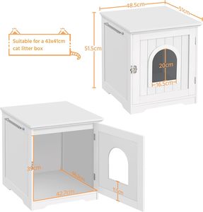 Enclos intérieur en bois pour <span class=keywords><strong>chat</strong></span>, idéal pour salle de bain, chambre et salon, avec porte, barre latérale et compartiment pour litière - Product Image 2