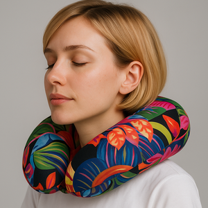 Oreiller de méditation en forme de U personnalisé en gros OEM, soutien pour le cou, repos cervical, avion, voiture, mousse à mémoire de forme, imprimé léopard, portable, doux - Product Image 3