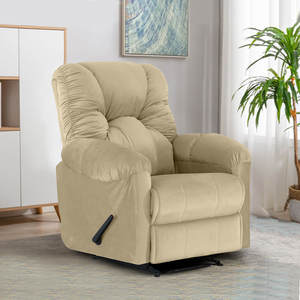 Chaise inclinable classique en velours moderne avec massage-Beige clair-American Polo Design-Prix direct d'usine - Product Image 1