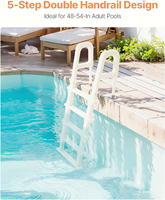 Escalier à double main courante à 5 marches inclinées pour échelle de piscine, marche antidérapante et résistante