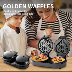 <b>Waffle</b> <b>Maker</b> 850 Double Electric Non-Stick Heart And Round Shape For Breakfast Baking - Product Image 4