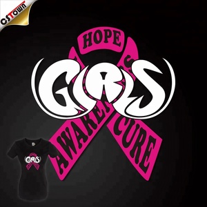 Impresión <span class=keywords><strong>de</strong></span> transferencia <span class=keywords><strong>de</strong></span> concientización sobre el cáncer <span class=keywords><strong>de</strong></span> pecho para niñas, camisetas con estampado <span class=keywords><strong>de</strong></span> Power Fight - Product Image 1