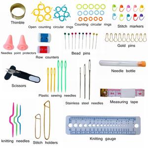 नई 100pcs Crochet हुक सेट पूर्ण सेट बुनाई सुई हुक बुनना गेज कैंची सिलाई धारकों DIY सिलाई सुई किट बैग के साथ - Product Image 3