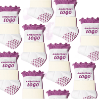 Chaussettes de yoga et de Pilates personnalisées pour femmes, antidérapantes, avec broderie et volants, pour le yoga, la barre, le ballet et la pratique pieds nus