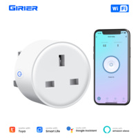 Enchufe Inteligente GIRIER Tuya para Reino Unido con Función de Temporizador y Control por Voz Mediante Aplicación, Medidor de Energía, 16A AC100-240V, WiFi