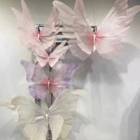 2025 Venta caliente flores de mariposa gigante con Eva/papel/Material de organza para decoración de ventanas conjunto Floral de fiesta de boda