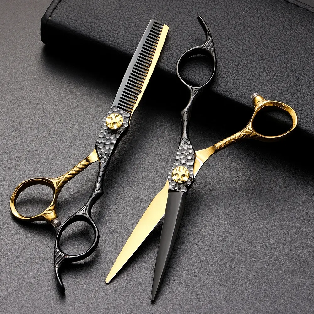 Ensembles de coupe de cheveux professionnels en acier inoxydable barbier ciseaux de coiffure Salon multifonctionnel amincissement cisailles droites outils