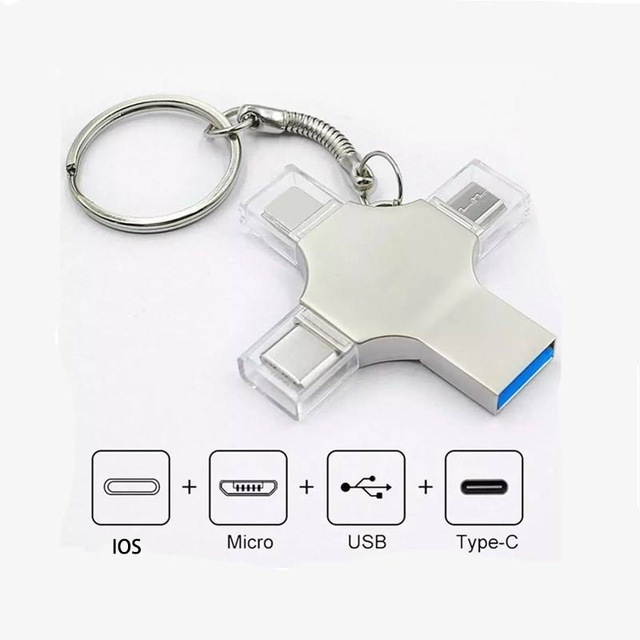 USB Custom 4 in 1 Otg Pen Drive Type c Otg USB Flash Drive 3.0 16gb 32gb 64gb 128gb 256gb 4 in 1 Otg Usb Flash Memory Stick