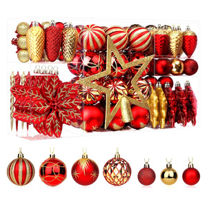 Transparent PVC Box Pack Special Christmas Baubles Hollow Star Pinecone Floral Painted Hanging Ornaments For Xmas Tree Decor - Product Image 1