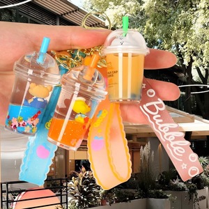 Milk Cap <b>Drinks</b> Bottle Keychain <b>Plastic</b> Fashion Trend Carabiner Keyring With <b>Straws</b> And Colorful Beads For Gift Or Decor - Product Image 1