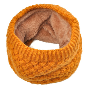 HZW-18179 Winter Double-Layer Soft Fleece Lined Thick Knit Neck Warmer Circle Scarf Windproof Fur <strong>Snood</strong> - Product Image 5