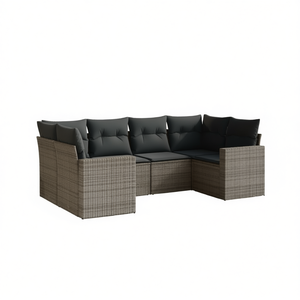 Ensemble de canapés de jardin en rotin gris avec pieds réglables, 6 places, mobilier d'extérieur au design contemporain - Product Image 1