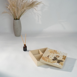 Luxury Lacquer <b>Box</b> With Butterfly And <b>Floral</b> Pattern Handcrafted Wooden Jewelry Organizer With Compartments For Home Decor - Product Image 1