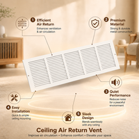 Grille de ventilation en fer de haute qualité 30*8 à lamelles longues, grille d'aération fixe pour plafond, pour climatiseur central