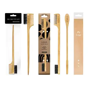 Çevre dostu özel logo bambu ahşap saç çizgisi fırça Curling aksesuarları kenar fırça kıvırcık saç