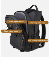 Tas Ransel Laptop HAIBOWY Logo Kustom Tahan Air untuk Perjalanan, Kantor, Pelajar, Aktivitas Luar Ruangan, Notebook, Biru Pink, Kasual, Olahraga