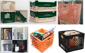 Contenedor de plástico plegable cuadrado de alta resistencia de 14 pulgadas, caja plegable para discos de vinilo con cesta de almacenamiento de PP estilo malla - Product Image 4