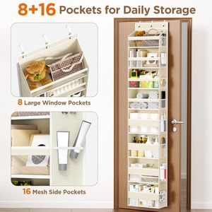 Over The Door Organizer 8 <b>Shelf</b> Hanging Storage With Large Pockets For Closet Bedroom Bathroom Organization - Product Image 4