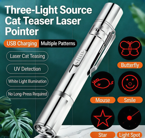 Pointeur infrarouge en métal simple, rechargeable par USB, pour chat, avec lumière blanche interactive et 5 types d'icônes - Product Image 2