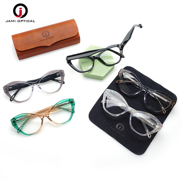 Wholesale Glasses Frame Cat Eye Acetate Frames Lunettes Over Size Retro Optical Eyewear Transparent Acetate Eyeglasses