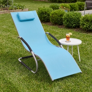 Chaises longues en tissu pour piscine, mobilier de patio en métal, chaises de plage d'extérieur - Product Image 1