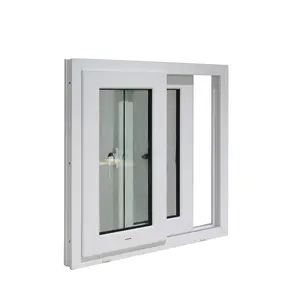 บานเลื่อนซีรีย์ยุโรป62หน้าต่างกระจกบานคู่พร้อมกรอบประหยัดพลังงานและโปรไฟล์ป้องกันเสียง PVC UPVC ไวนิลพลาสติก